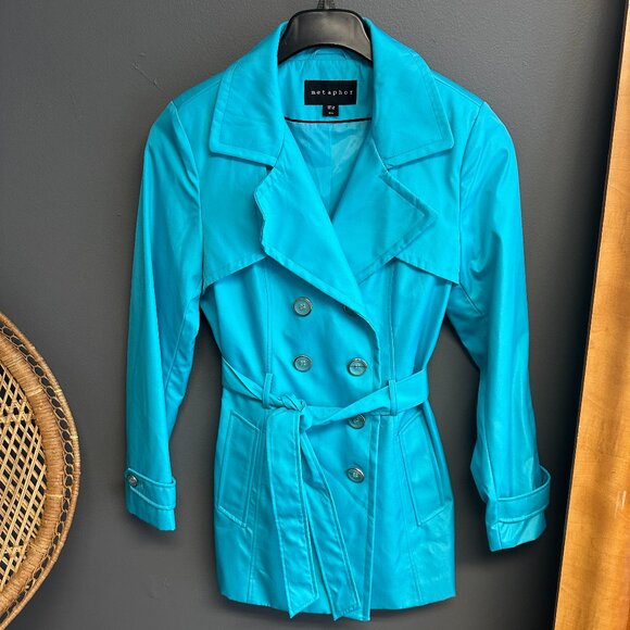 Metaphor Jackets & Blazers - Metaphor Sky Blue‎ Trench Coat Womens Medium Spring Double Breasted Jacket